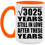 55th Anniversary Square Root of 3025 Years Still In Love - 15oz Accent Mug Orange