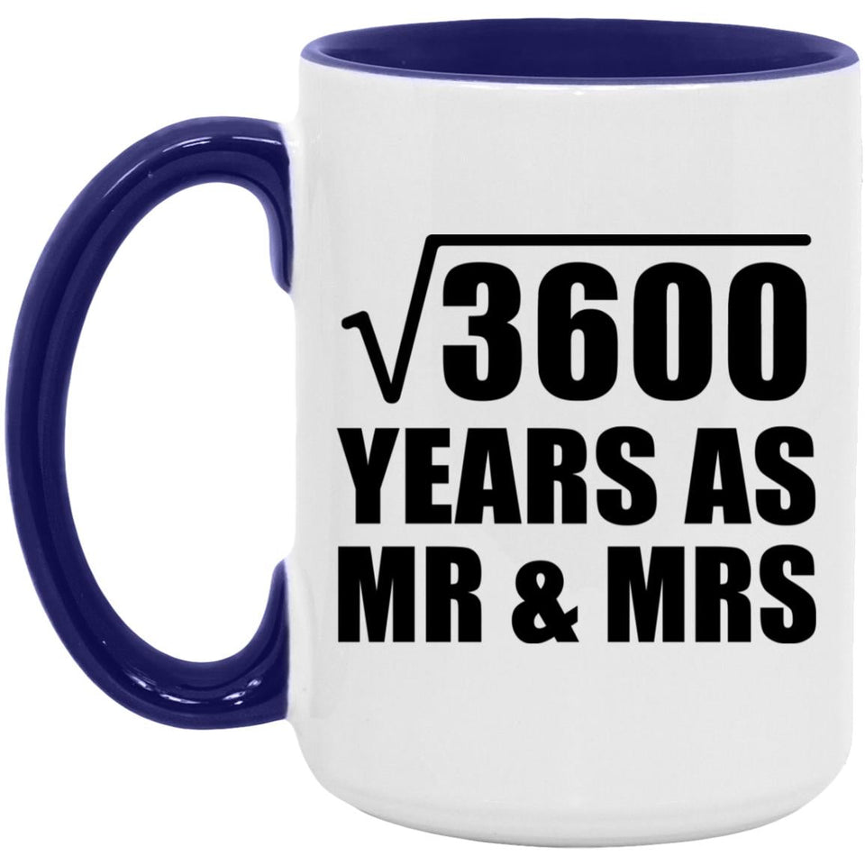 60th Anniversary Square Root of 3600 Years As Mr & Mrs - 15oz Accent Mug Purple