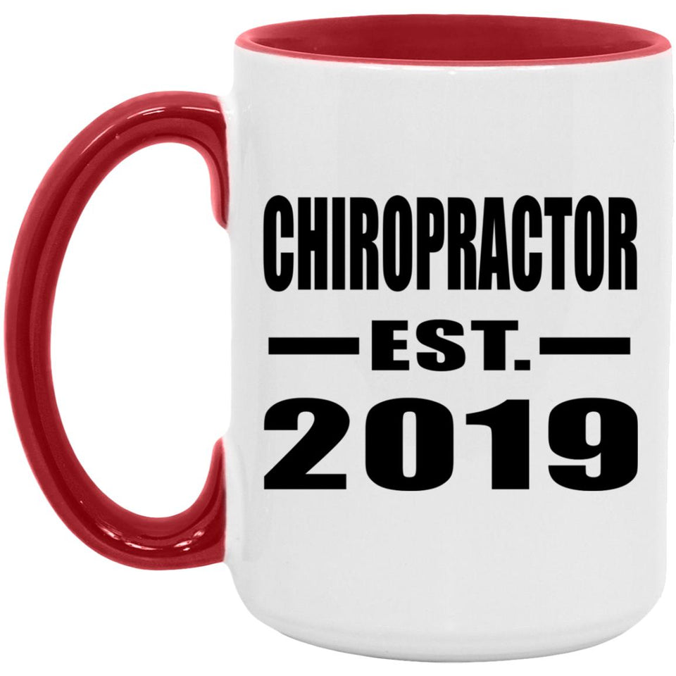 Chiropractor Established EST. 2019 - 15oz Accent Mug Red
