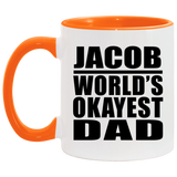 Jacob World's Okayest Dad - 11oz Accent Mug Orange