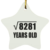 91st Birthday Square Root of 8281 Years Old - Star Ornament