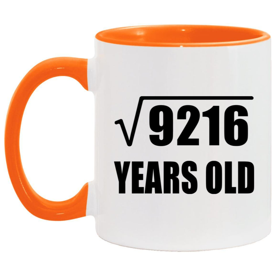 96th Birthday Square Root of 9216 Years Old - 11oz Accent Mug Orange
