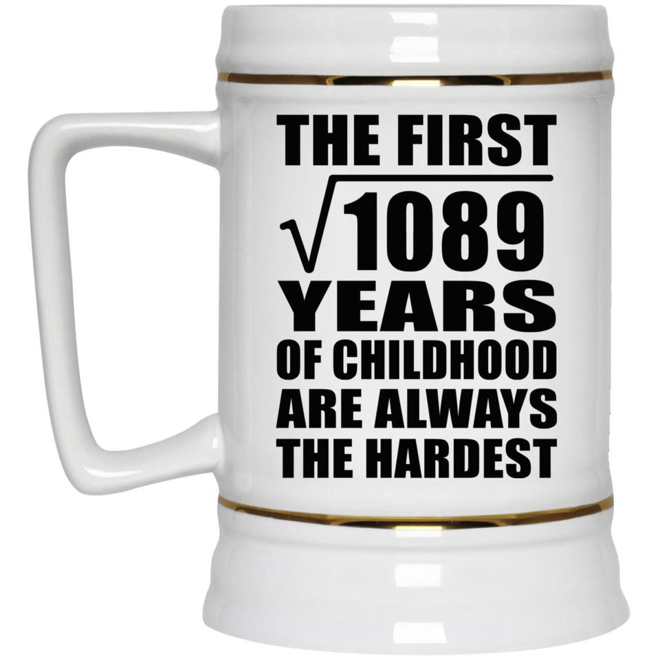 33rd Birthday Square Root of 1089 Years of Childhood - Beer Stein