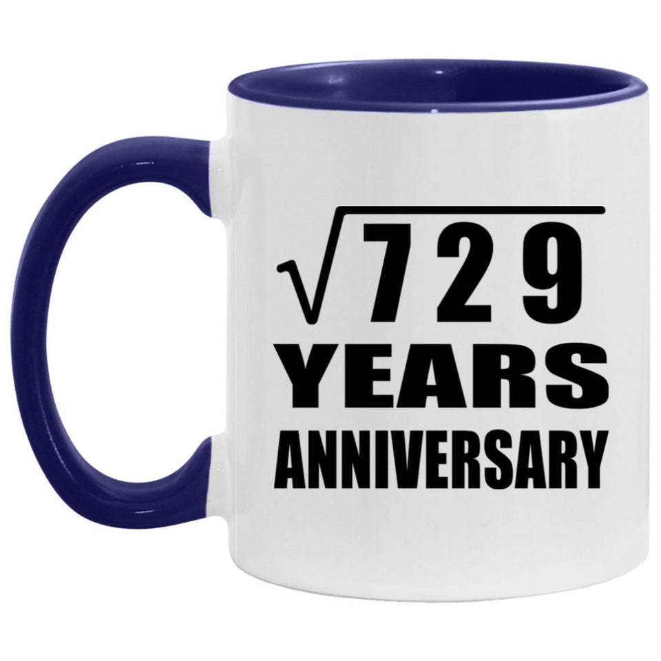 27th Anniversary Square Root of 729 Years Anniversary - 11oz Accent Mug Purple