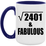 49th Birthday Square Root of 2401 & Fabulous - 15oz Accent Mug Purple