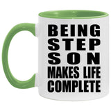 Being Step Son Makes Life Complete - 11oz Accent Mug Green