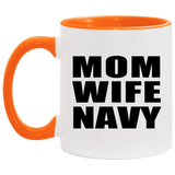 Mom Wife Navy - 11oz Accent Mug Orange