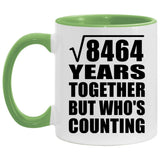 92nd Anniversary Square Root of 8464 Years Who's Counting - 11oz Accent Mug Green