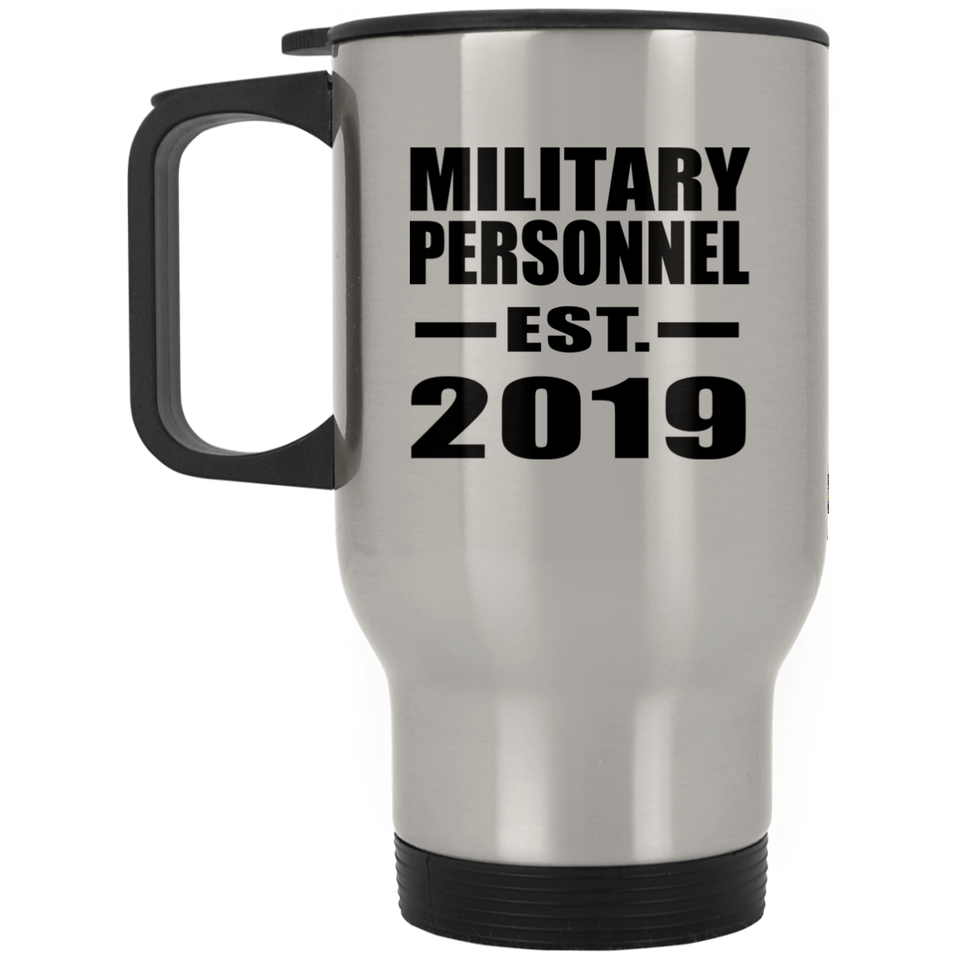 Military Personnel Established EST. 2019 - Silver Travel Mug