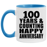 Happy 100th Anniversary 100 Years & Counting - 11oz Accent Mug Blue