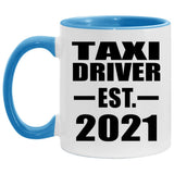 Taxi Driver Established EST. 2021 - 11oz Accent Mug Blue