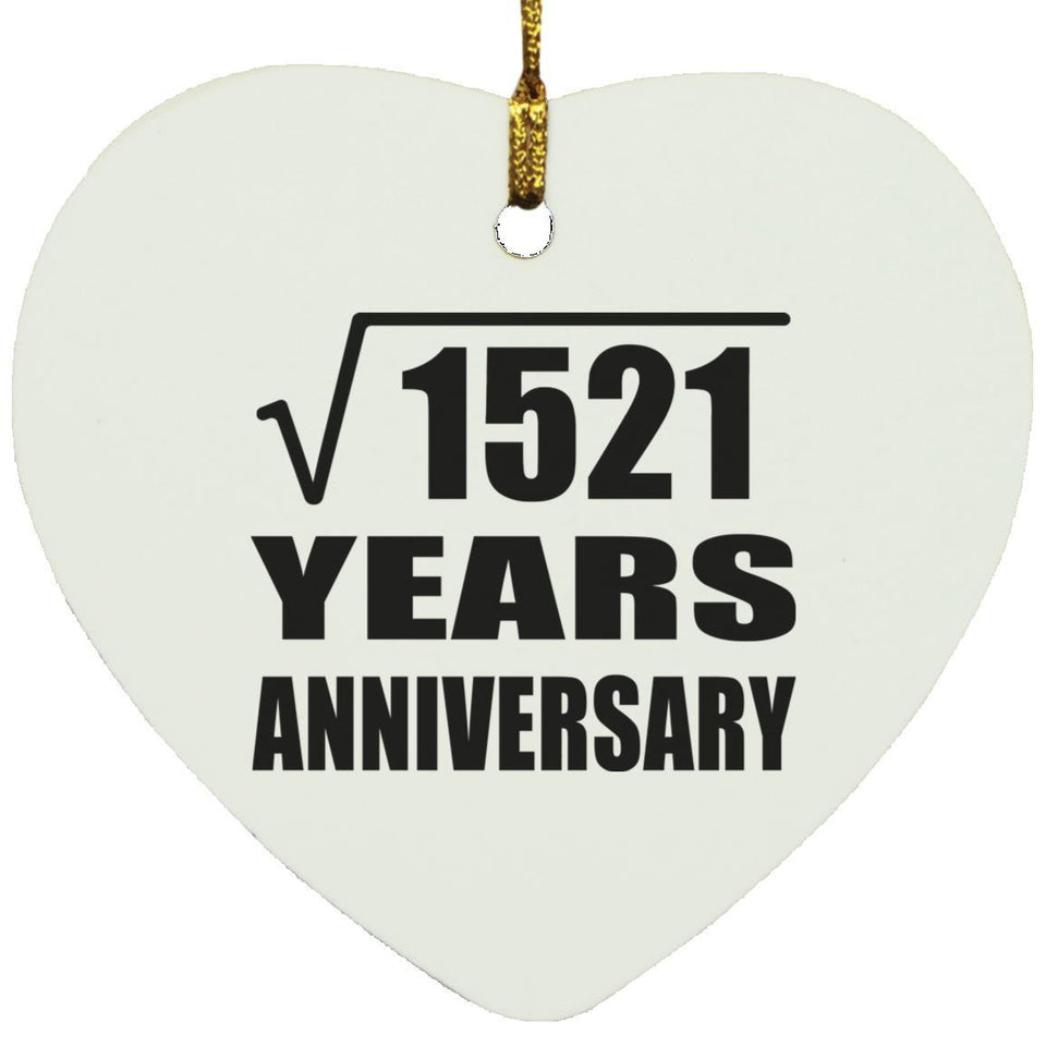 39th Anniversary Square Root of 1521 Years Anniversary - Heart Ornament