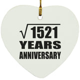 39th Anniversary Square Root of 1521 Years Anniversary - Heart Ornament