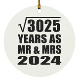 55th Anniversary Square Root of 3025 Years As Mr & Mrs 2024 - Circle Ornament