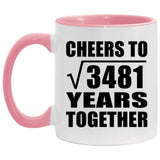 59th Anniversary Cheers To Square Root of 3481 Years Together - 11oz Accent Mug Pink