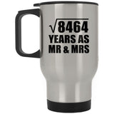 92nd Anniversary Square Root of 8464 Years As Mr & Mrs - Silver Travel Mug