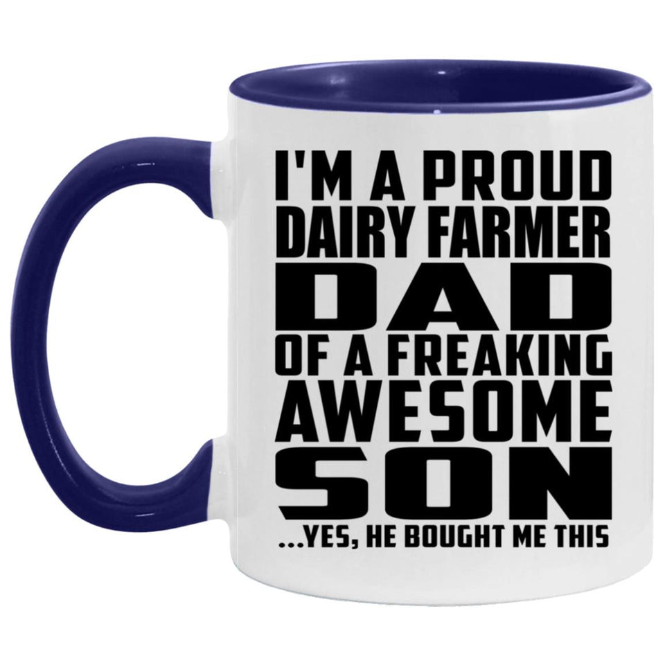 Proud Dairy Farmer Dad Of Awesome Son - 11oz Accent Mug Purple