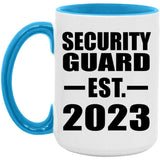 Security Guard Established EST. 2023 - 15oz Accent Mug Blue