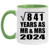 29th Anniversary Square Root of 841 Years As Mr & Mrs 2024 - 11oz Accent Mug Green