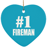 Number One #1 Fireman - Heart Ornament