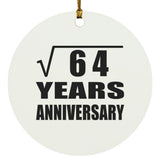 8th Anniversary Square Root of 64 Years Anniversary - Circle Ornament