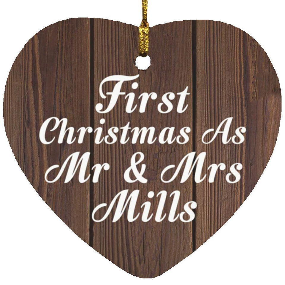 First Christmas As Mr & Mrs Mills - Heart Ornament D