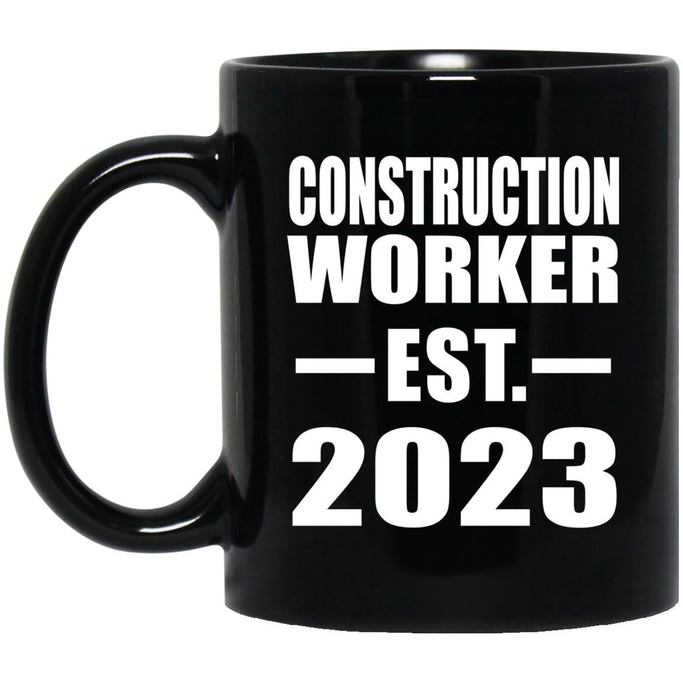 Construction Worker Established EST. 2023 - 11oz Coffee Mug Black