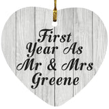 First Year As Mr & Mrs Greene - Heart Ornament F