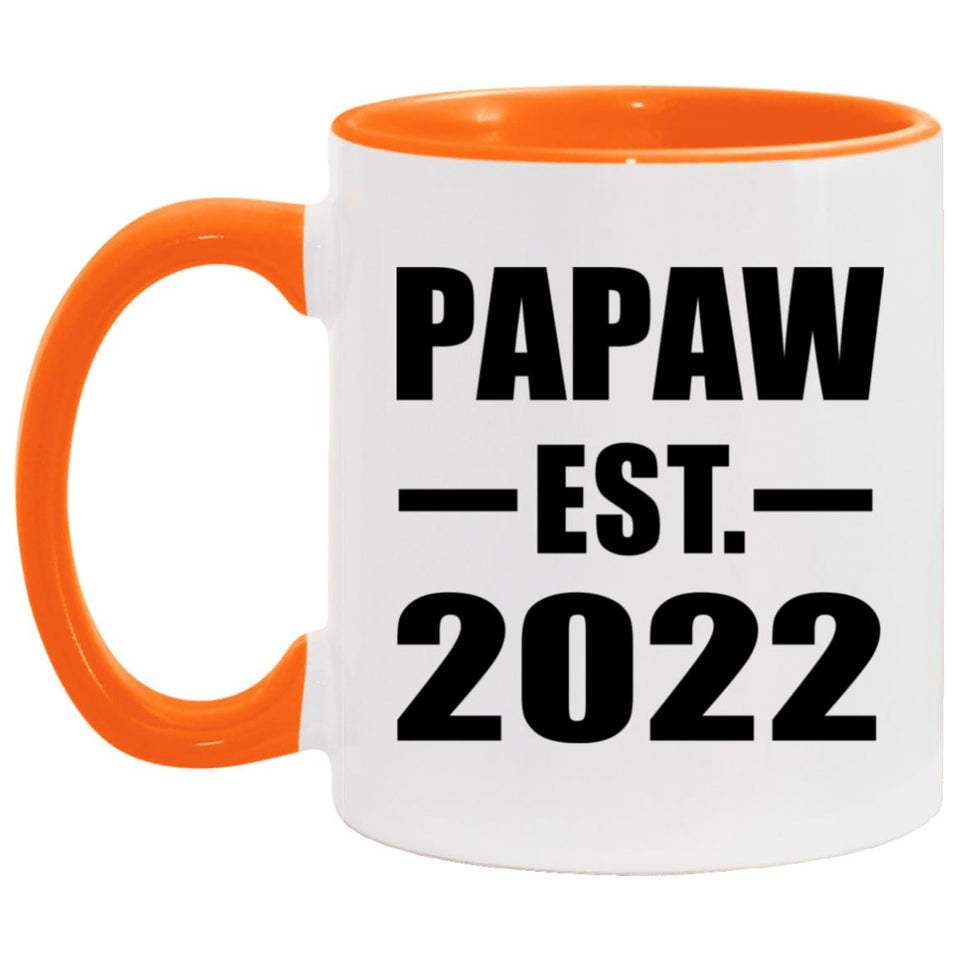 Papaw Established EST. 2022 - 11oz Accent Mug Orange