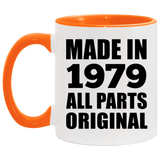 45th Birthday Made in 1979 All Parts Original - 11oz Accent Mug Orange