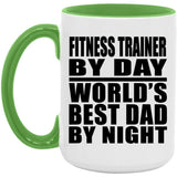 Fitness Trainer By Day World's Best Dad By Night - 15oz Accent Mug Green