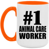 Number One #1 Animal Care Worker - 15oz Accent Mug Orange