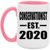 Conservationist Established EST. 2020 - 15oz Accent Mug Pink