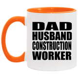 Dad Husband Construction Worker - 11oz Accent Mug Orange