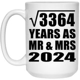 58th Anniversary Square Root of 3364 Years As Mr & Mrs 2024 - 15oz Coffee Mug