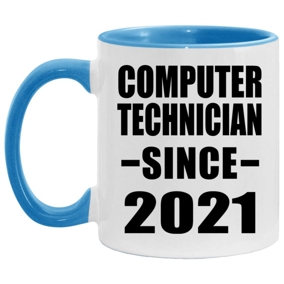 Computer Technician Since 2021 - 11oz Accent Mug Blue