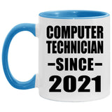 Computer Technician Since 2021 - 11oz Accent Mug Blue