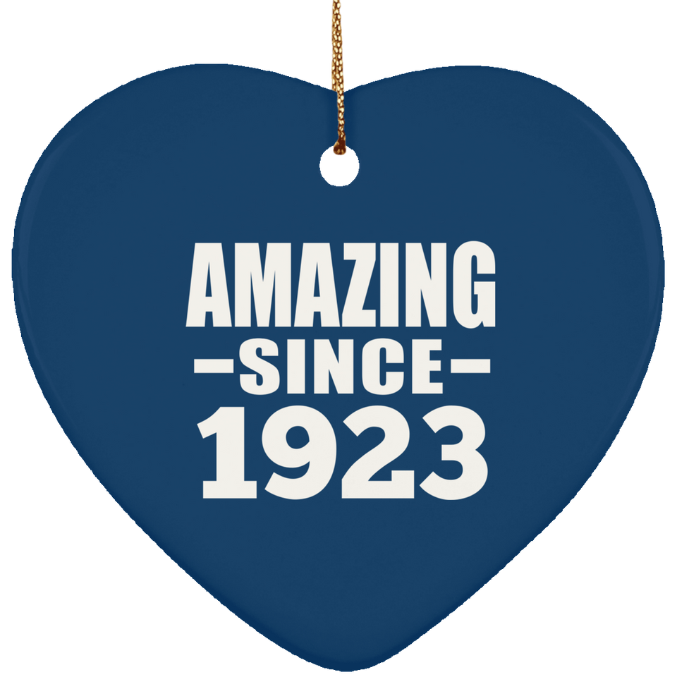 101st Birthday Amazing Since 1923 - Heart Ornament
