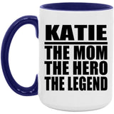 Katie The Mom The Hero The Legend - 15oz Accent Mug Purple