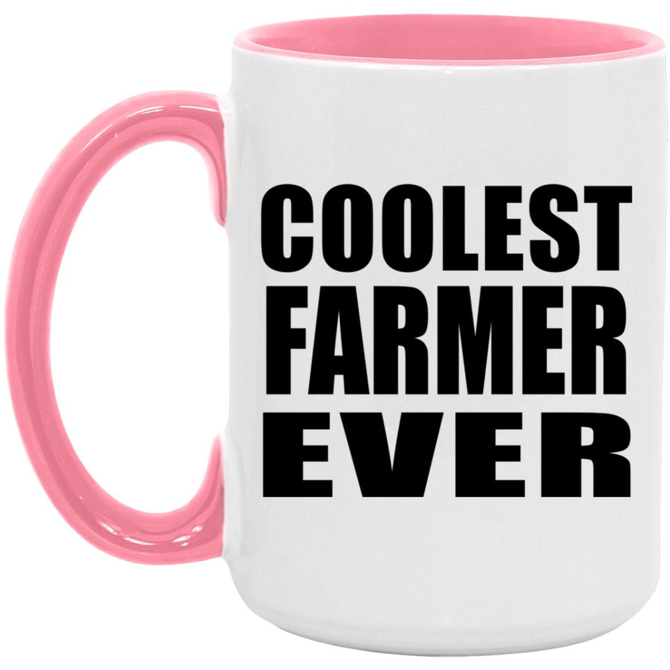 Coolest Farmer Ever - 15oz Accent Mug Pink