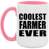 Coolest Farmer Ever - 15oz Accent Mug Pink