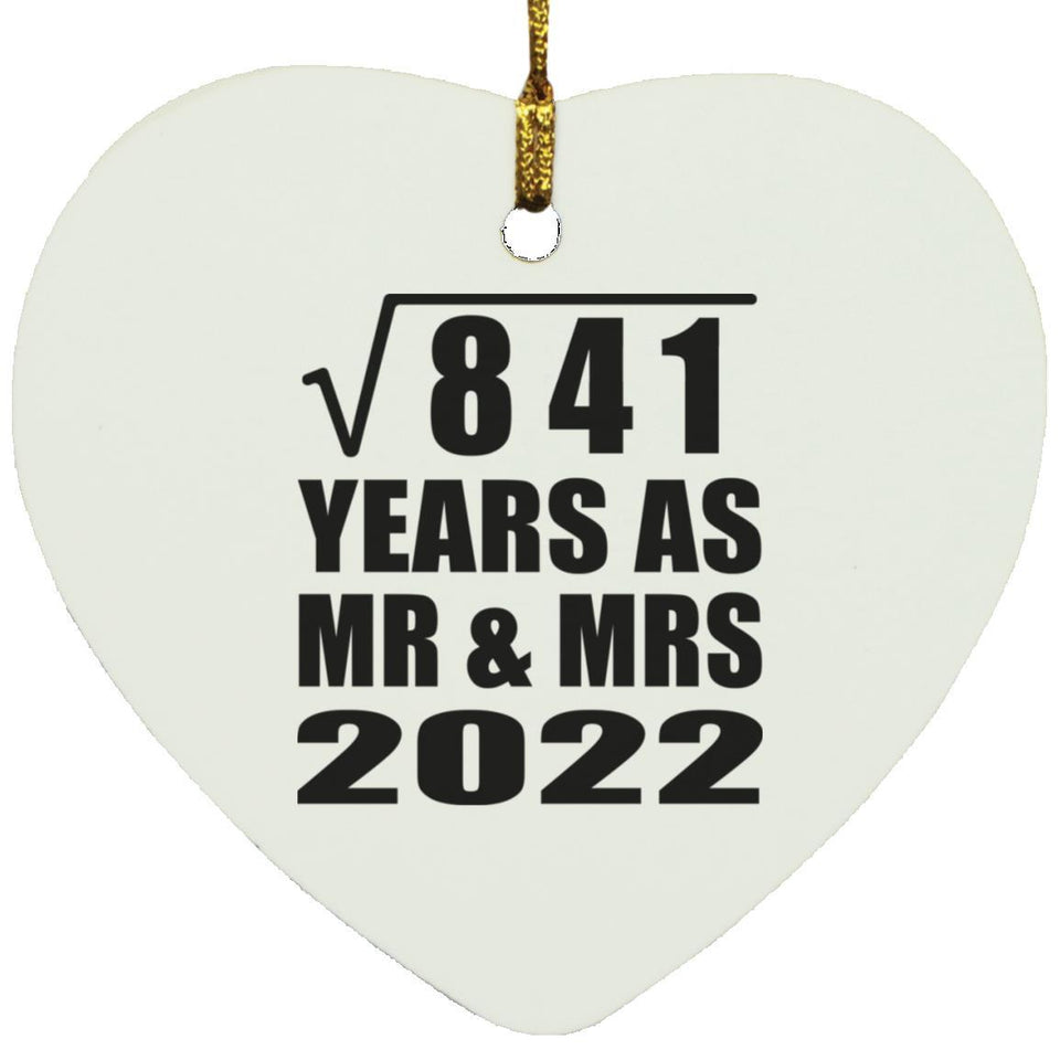 29th Anniversary Square Root of 841 Years As Mr & Mrs 2022 - Heart Ornament