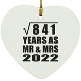 29th Anniversary Square Root of 841 Years As Mr & Mrs 2022 - Heart Ornament