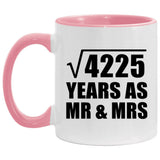 65th Anniversary Square Root of 4225 Years As Mr & Mrs - 11oz Accent Mug Pink