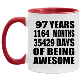 97th Birthday 97 Years 1164 Months 35429 Days Of Awesome - 11oz Accent Mug Red