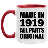 105th Birthday Made in 1919 All Parts Original - 11oz Accent Mug Red