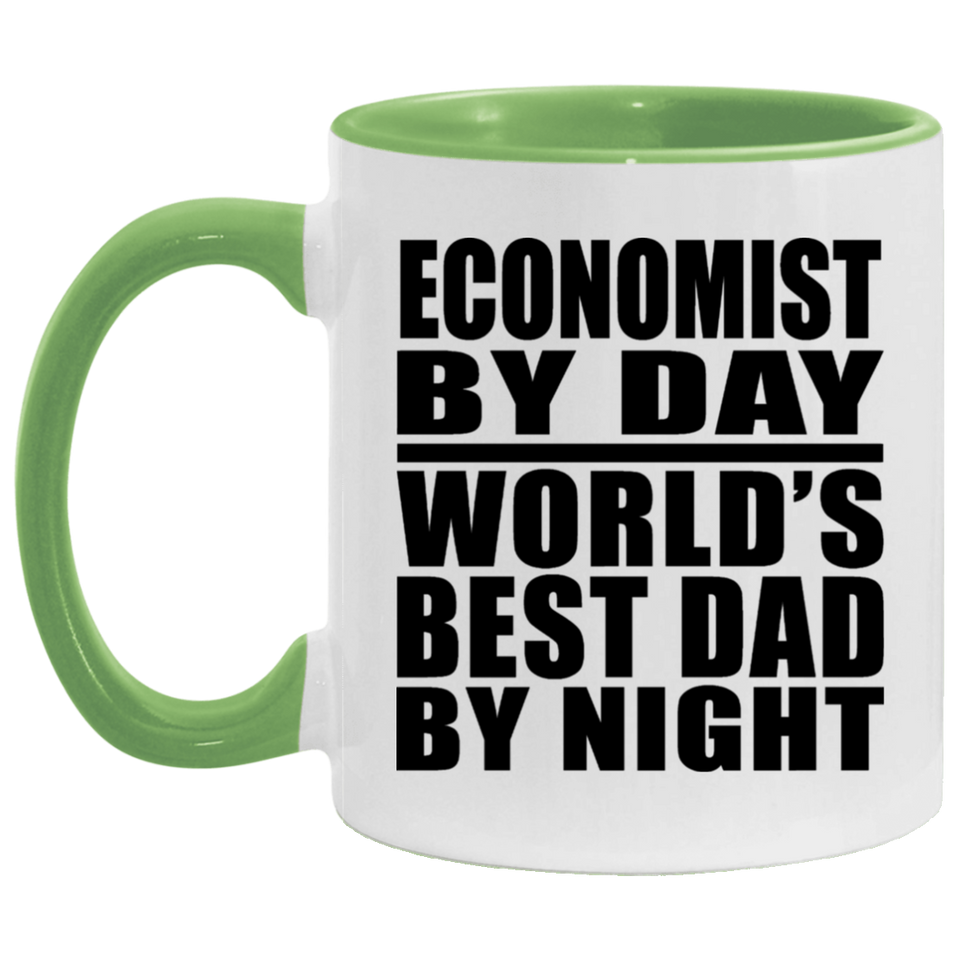 Economist By Day World's Best Dad By Night - 11oz Accent Mug Green