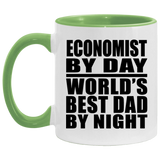 Economist By Day World's Best Dad By Night - 11oz Accent Mug Green