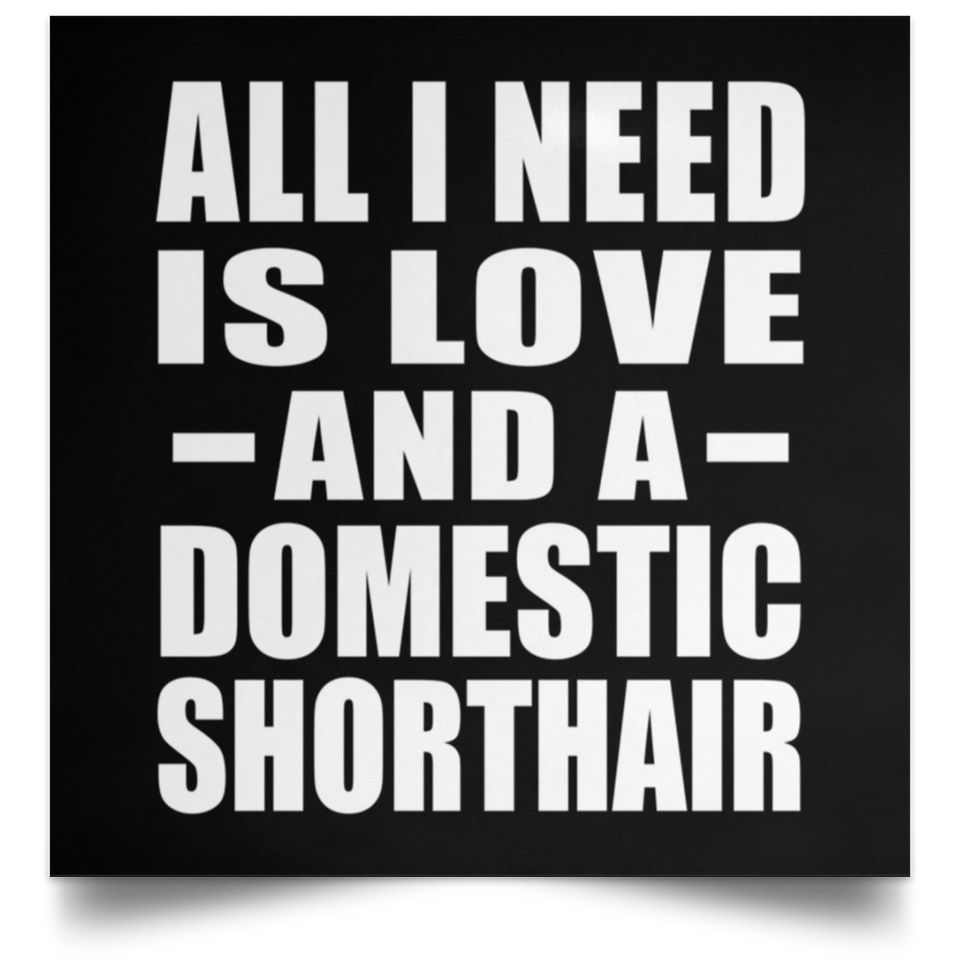 All I Need Is Love And A Domestic Shorthair - Poster Square