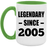 19th Birthday Legendary Since 2005 - 15oz Accent Mug Green